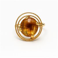 
Anello da donna in oro giallo 18 kt con zircone giallo e montatura a cerchi intrecciati – 6.80 g – Misura 12 – Idee Preziose dal 1987 - IP.AK18G/19